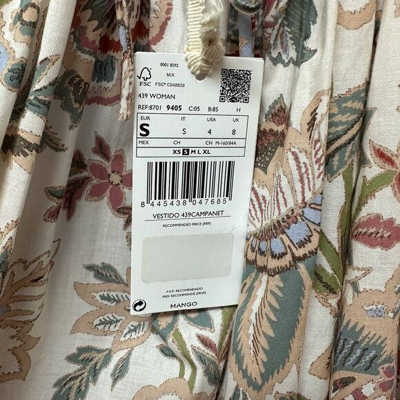 Mango X Chufy Collab Open Back Floral Mini Dress Mediterranean Boho S NEW - Picture 7 of 11
